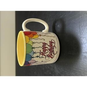 Susan Burger Happy Birthday Rainbow Balloon Glass Coffee Mug 1989 Flowers Inc